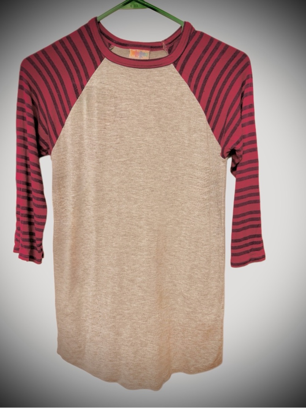 LulaRoe Randy Top | Striped Raglan Baseball Tee